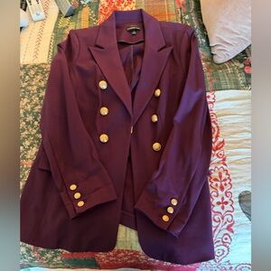Lane Bryant Deep Purple Blazer with Gold Accents